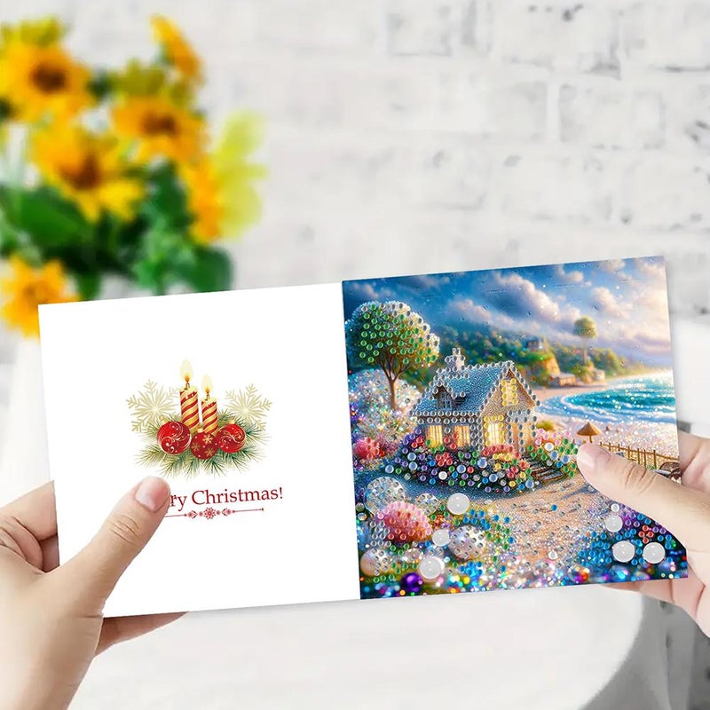 6 Pcs Diamond Art Christmas Greeting Cards - Handmade DIY Creative Kit for Stress Relief, Art Creation & Unique Gift, Relaxing Craft Activity for Family & Friends (Style D) - Image 4